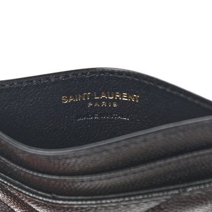 Saint Laurent Grain De Poudre Matelasse Chevron Monogram Credit Card Case Black 6 of 7