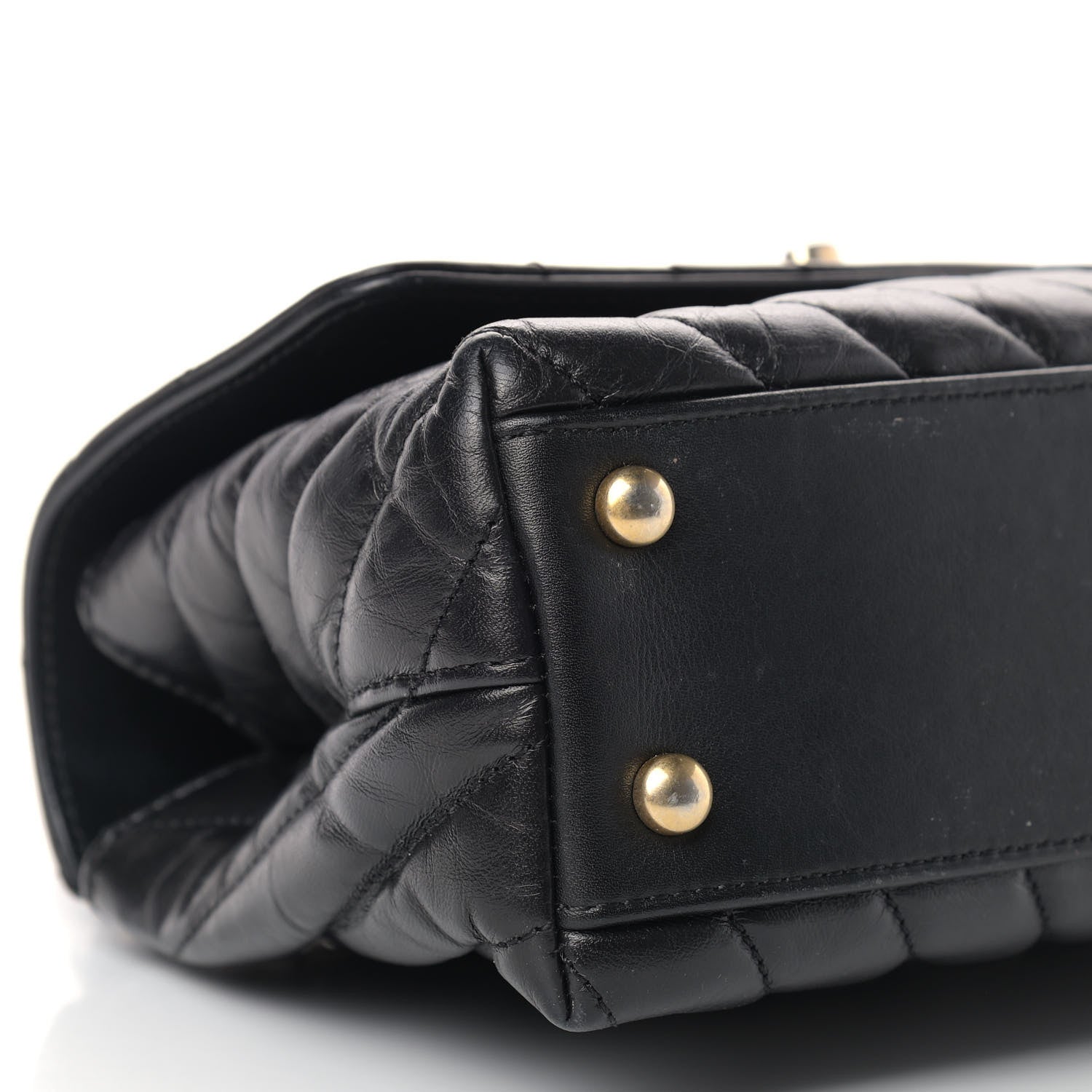 Chanel Aged Calfskin Chevron Quilted Mini Coco Handle Flap Black 8 of 15