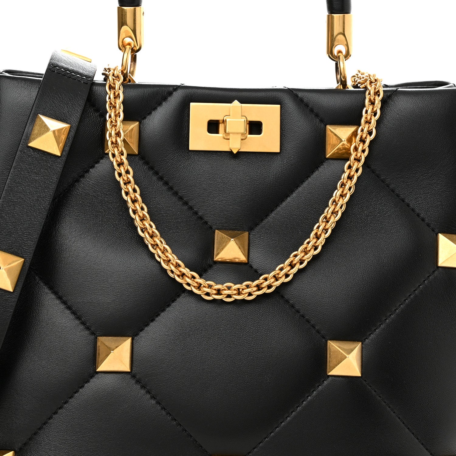 Valentino Garavani Nappa Roman Stud The Handle Bag Black 7 of 9