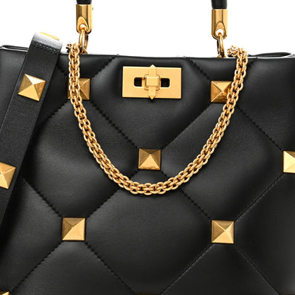Valentino Garavani Nappa Roman Stud The Handle Bag Black 7 of 9