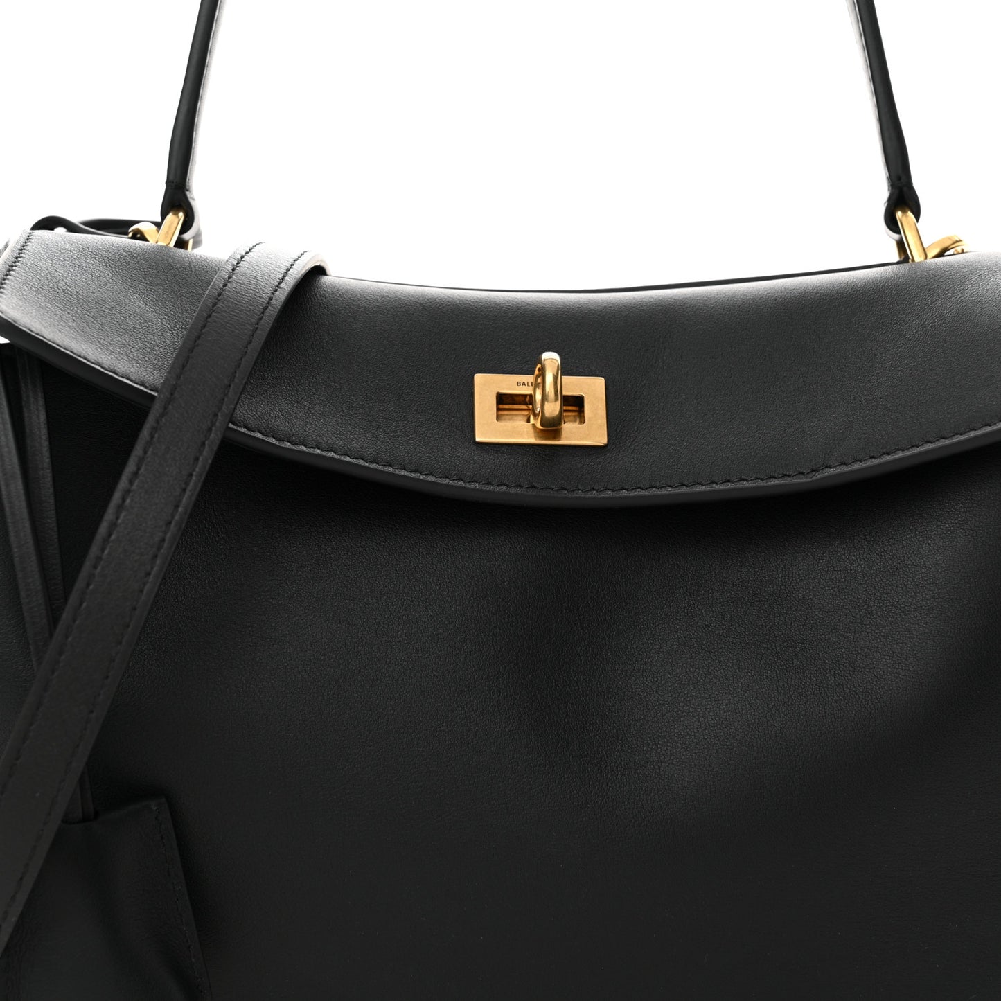 Natural Smooth Calfskin Small Rodeo Top Handle Handbag Black