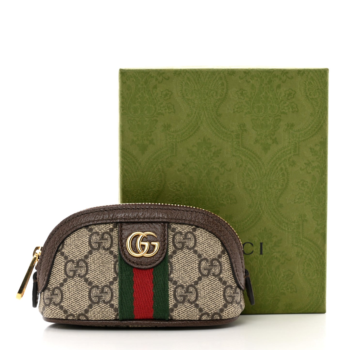 GG Supreme Monogram Web Ophidia Dome Key Pouch Beige New Acero