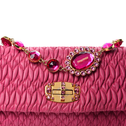 Miu Miu Nappa Matelasse Crystal Flap Clutch Fuxia 17 of 17