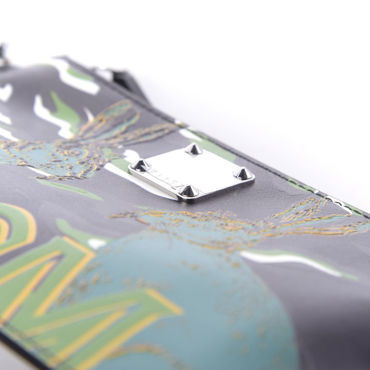 Calfskin Pop Rabbit Large Wristlet Zip Wallet Black