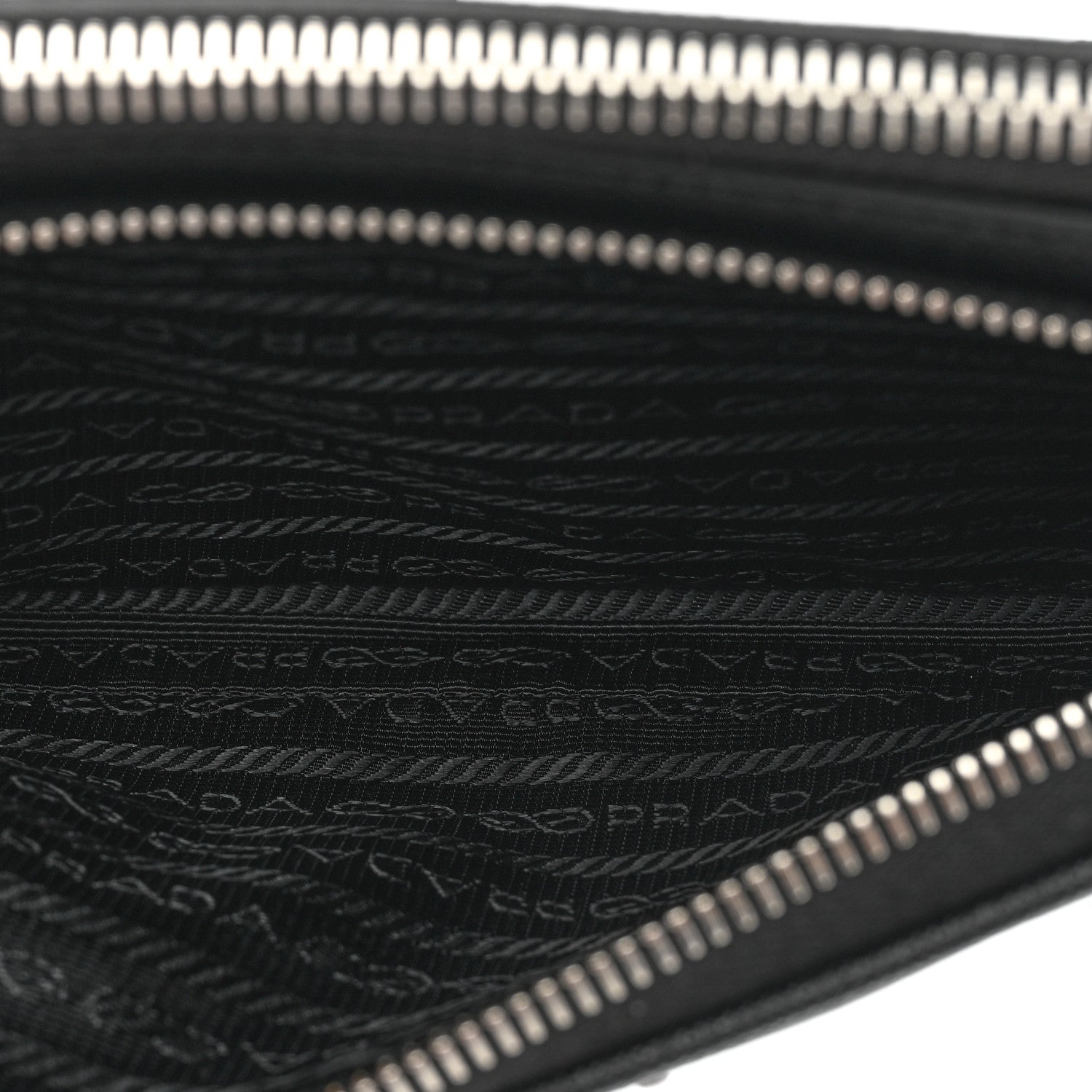 Prada Saffiano Travel Double Zip Crossbody Belt Bag Black 6 of 9