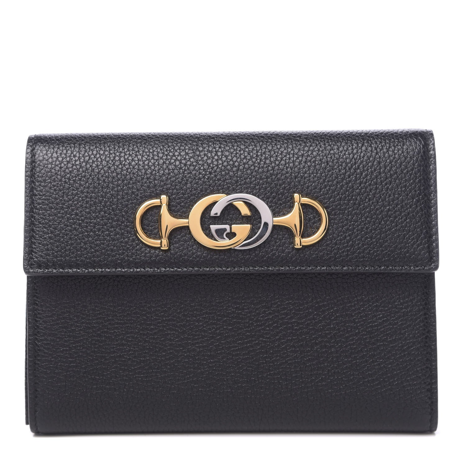 Gucci Grainy Calfskin Zumi Flap Card Case Black 1 of 9