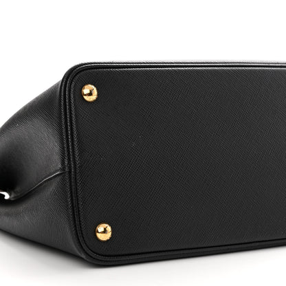 Prada Saffiano Cuir Medium Double Bag Black Fuoco 9 of 13