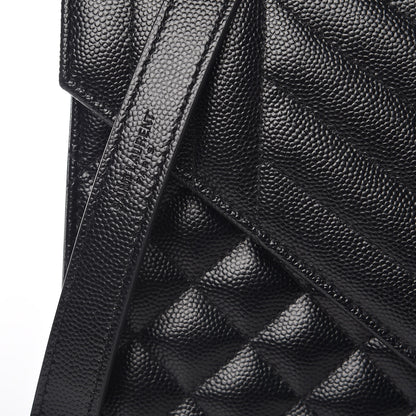 Saint Laurent Grain De Poudre Textured Mixed Matelasse Triquilt Medium Monogram Satchel Black 8 of 10