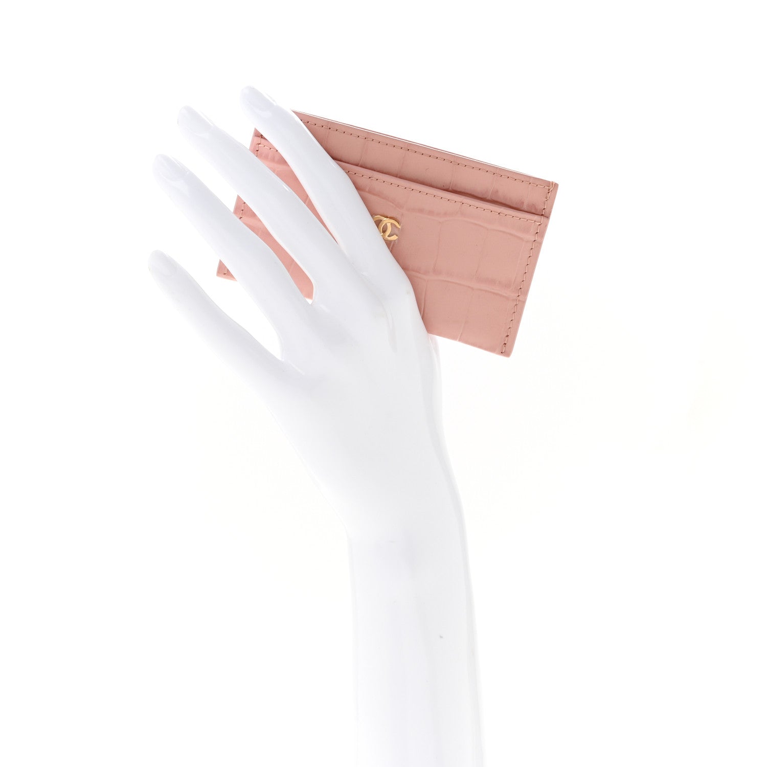 Chanel Calfskin Crocodile Embossed Crococo Card Holder Light Pink 2 of 8