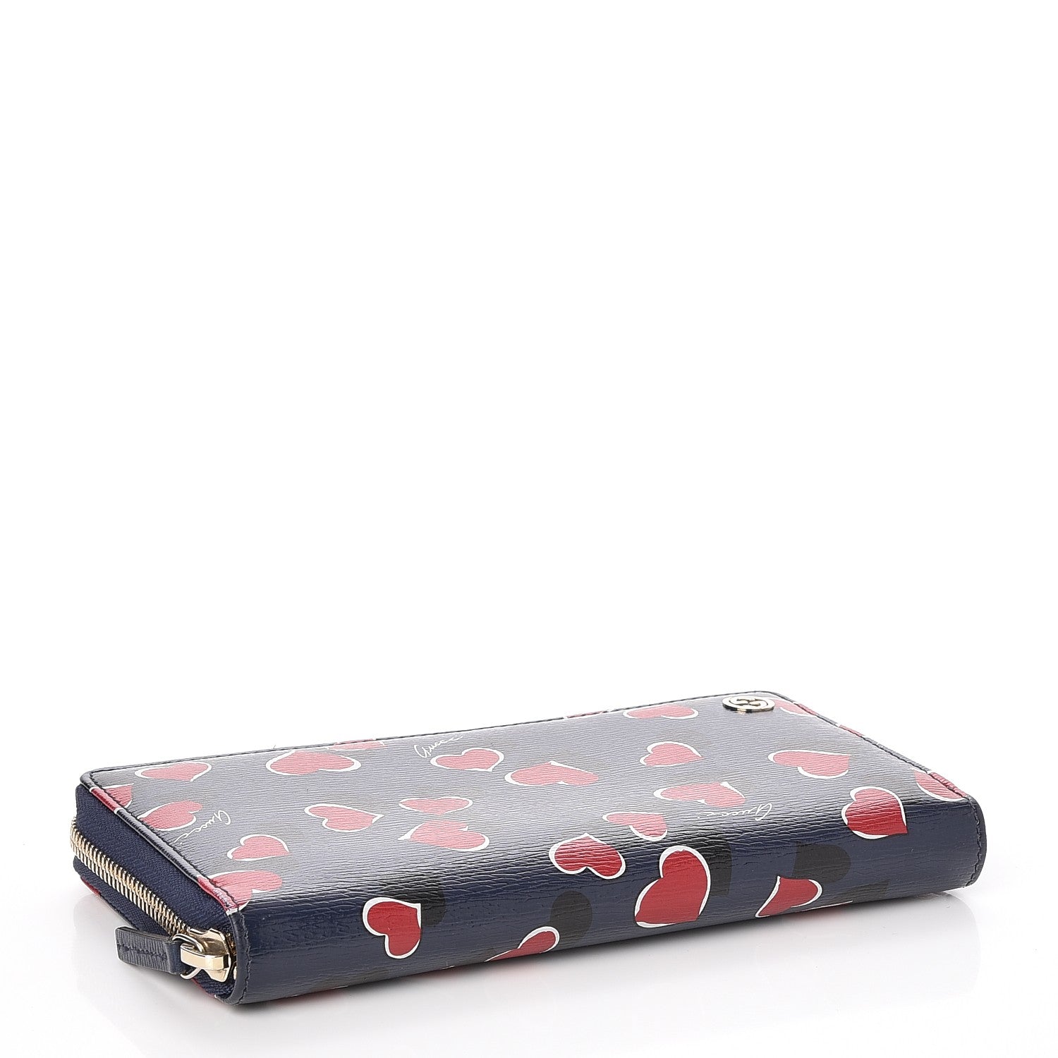 Gucci Calfskin Heartbeat Print Zip Around Wallet Blue 4 of 7
