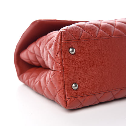 Chanel Caviar Quilted Medium Coco Handle Flap Dark Red 7 of 11