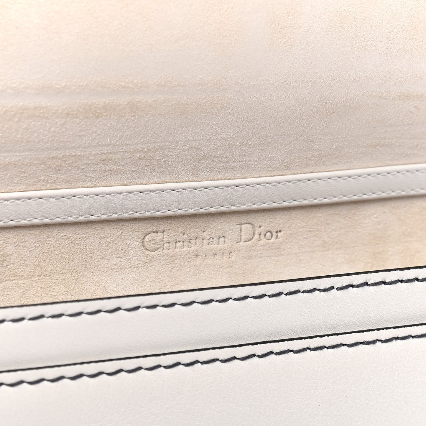 Calfskin J'Adior Wallet on Chain Pouch Off White