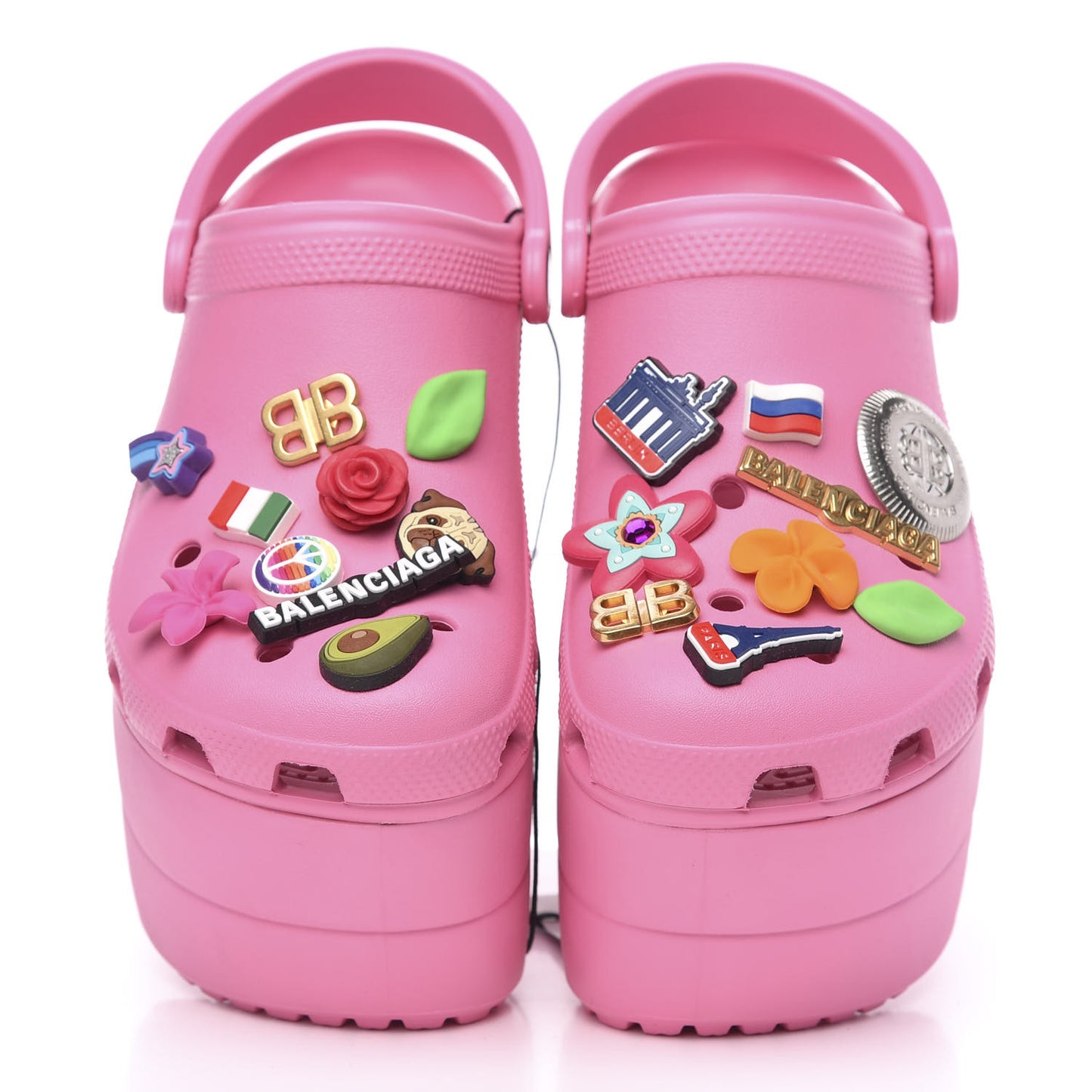 X CROCS Rubber Textured Womens Platform Sandals 38 Rose Bonbon