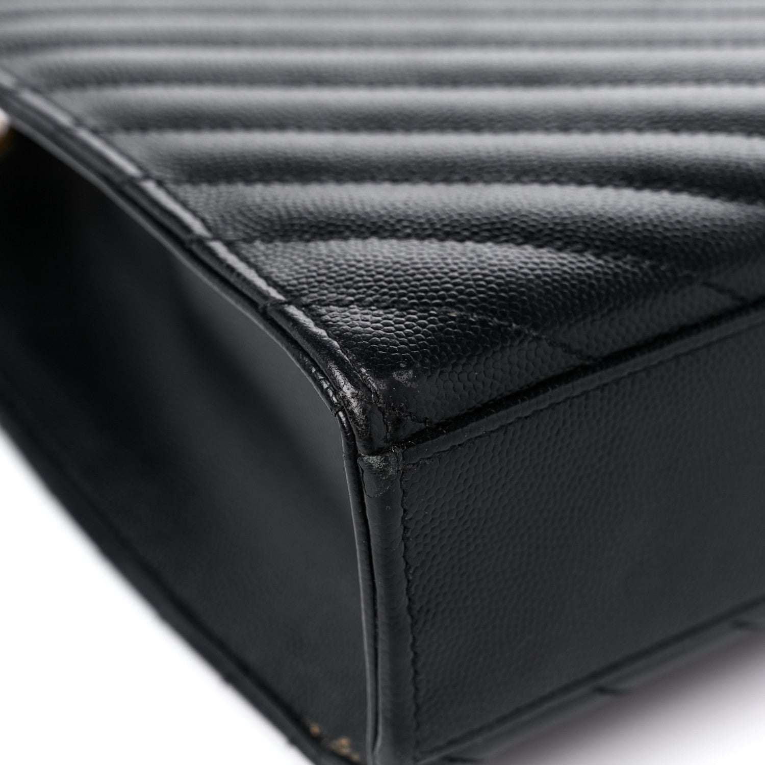 Saint Laurent Grain De Poudre Matelasse Chevron Large Monogram Satchel Black 9 of 21