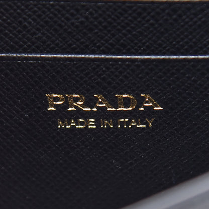 Prada Saffiano Shine Monochrome Mini Flap Crossbody Wristlet Bag Black 6 of 8