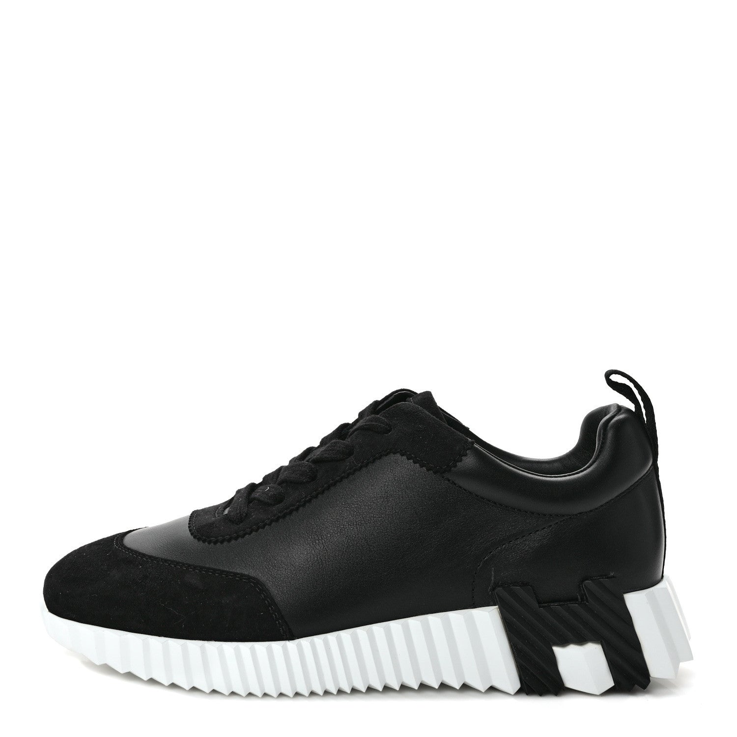 Hermes Calfskin Suede Goatskin Bouncing Sneakers 37.5 Black 1 of 10