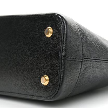 Balenciaga Grained Calfskin Logo S Ville Top Handle Bag Black White 10 of 10