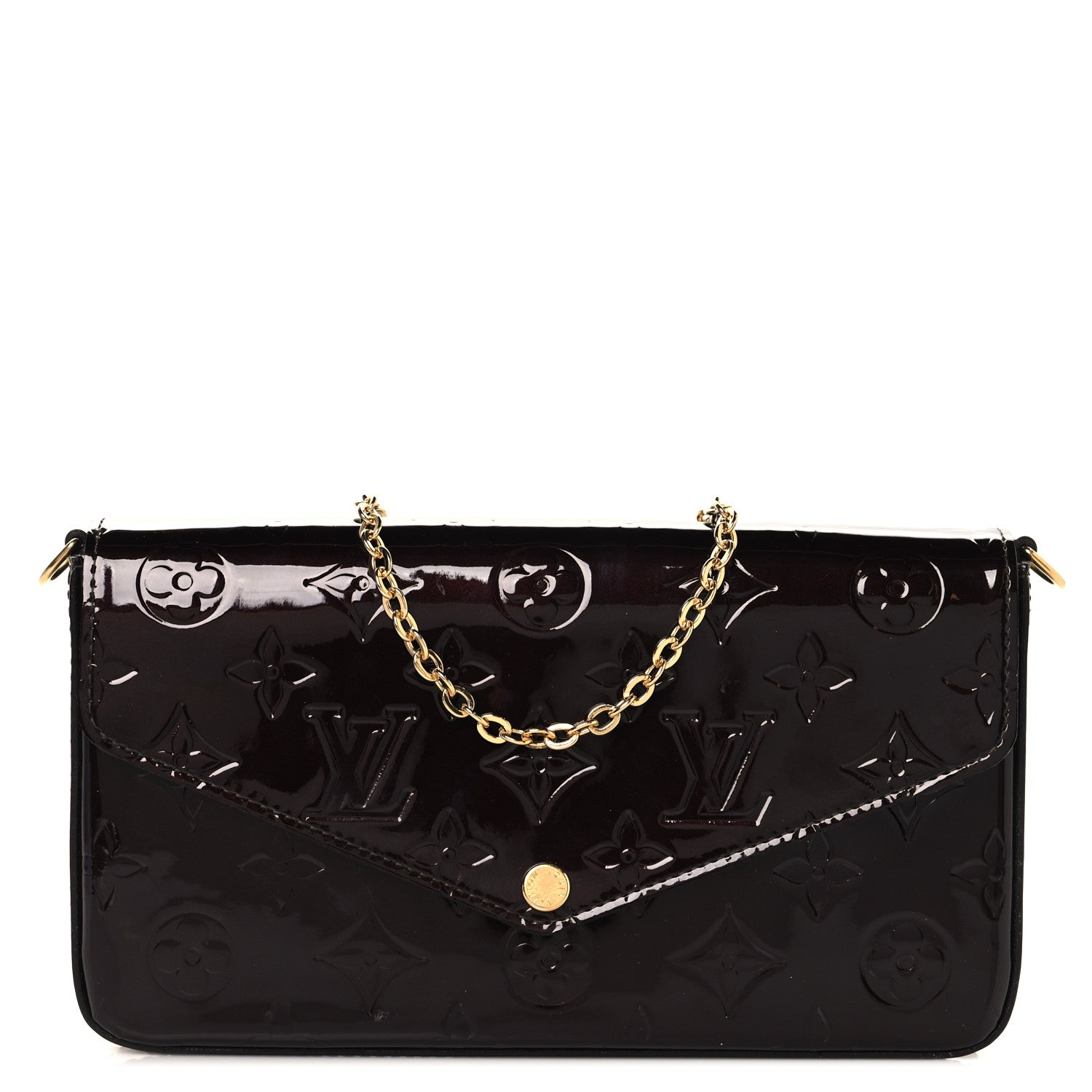 Louis Vuitton Vernis Pochette Felicie Chain Wallet Amarante 1 of 10