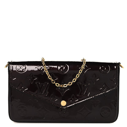 Louis Vuitton Vernis Pochette Felicie Chain Wallet Amarante 1 of 10