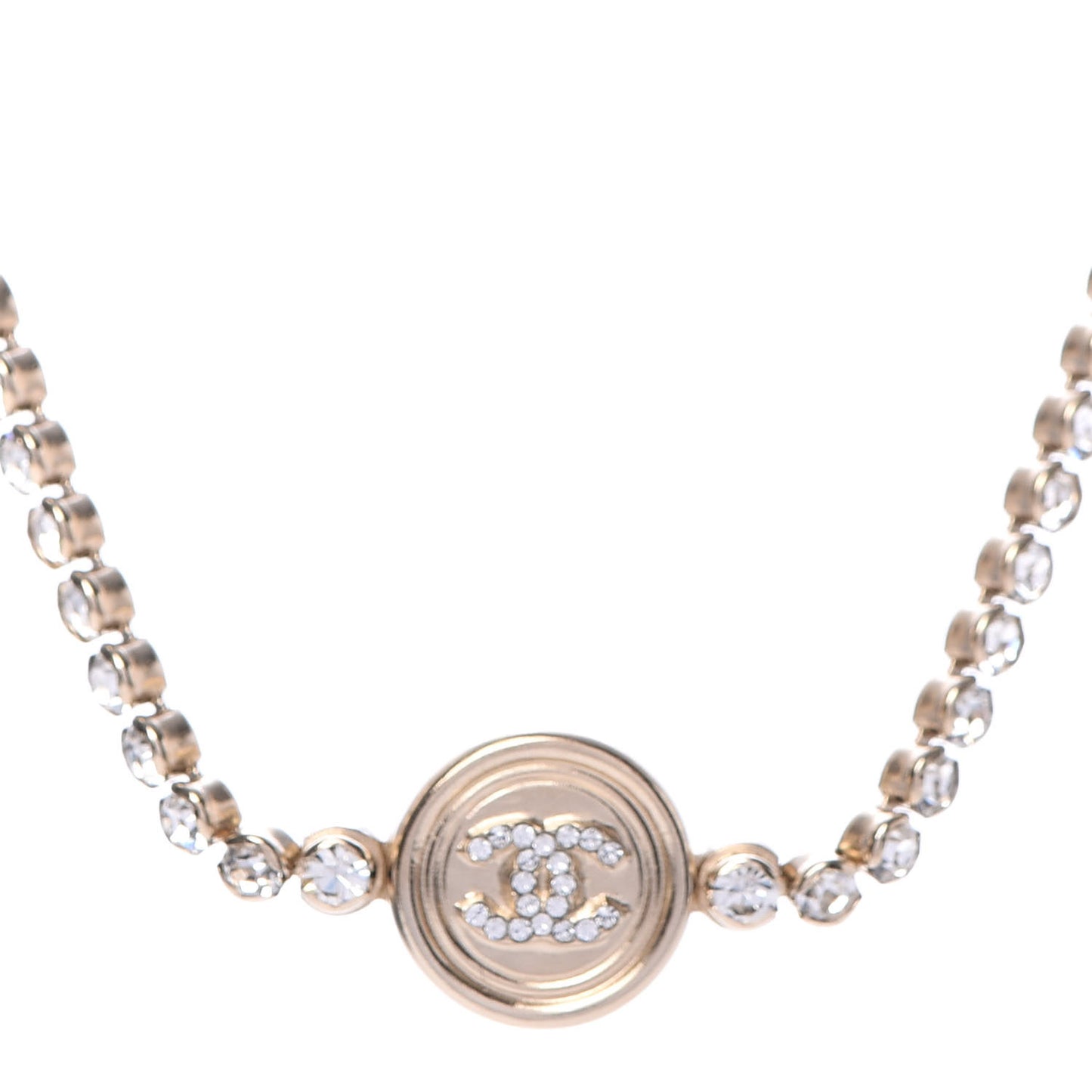 Crystal CC Chain Short Necklace Gold