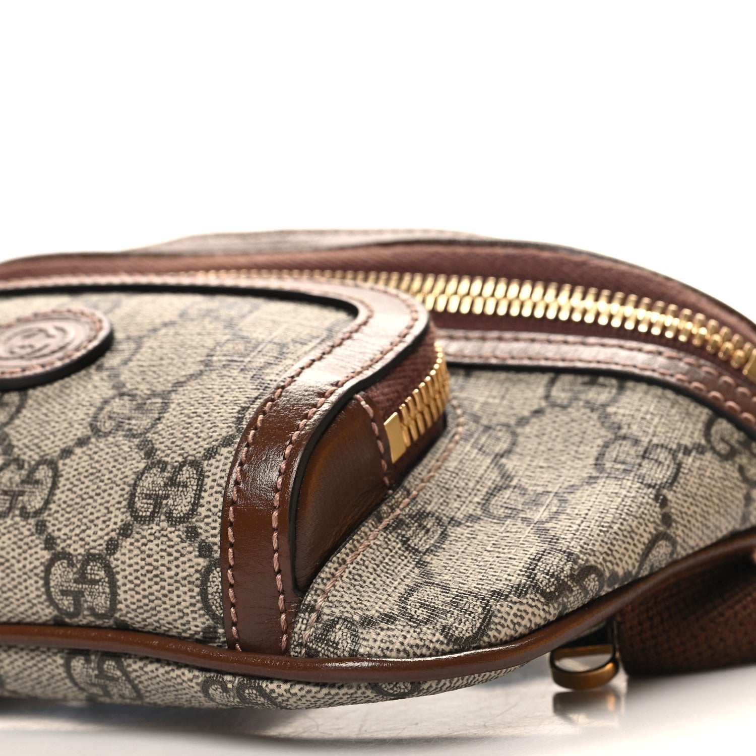 Gucci GG Supreme Monogram Textured Calfskin Retro Interlocking G Belt Bag Beige Ebony Brown Sugar 10 of 11