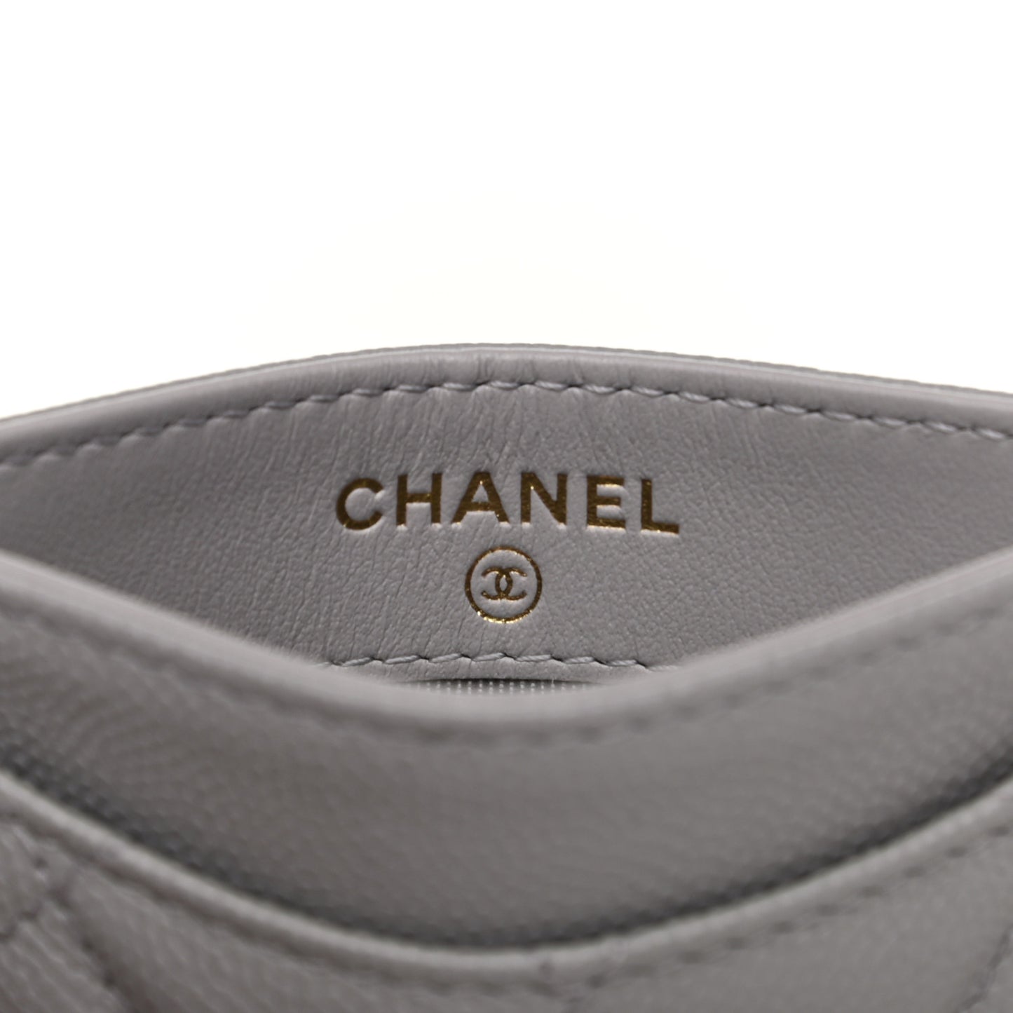 Caviar Quilted Card Holder Grey
