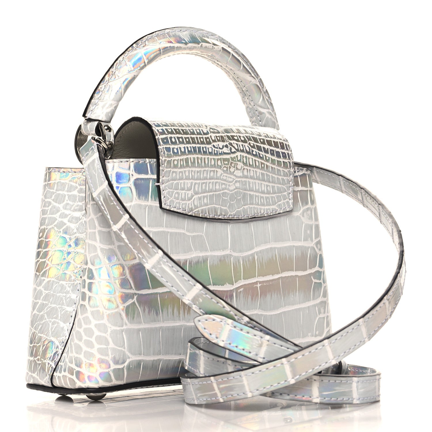 Louis Vuitton Alligator Mini Capucines Silver 2 of 9