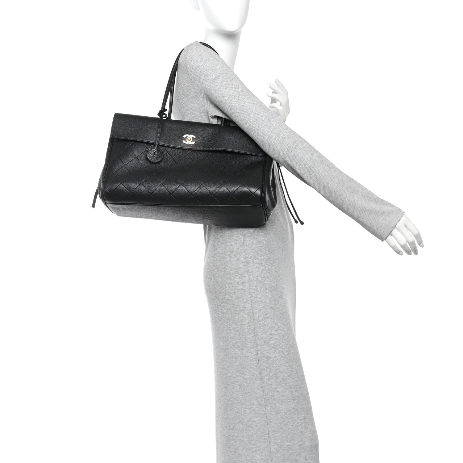 Chanel Grained Calfskin Stitched Urban Essentials Large Shopping Bag Black 2 of 10