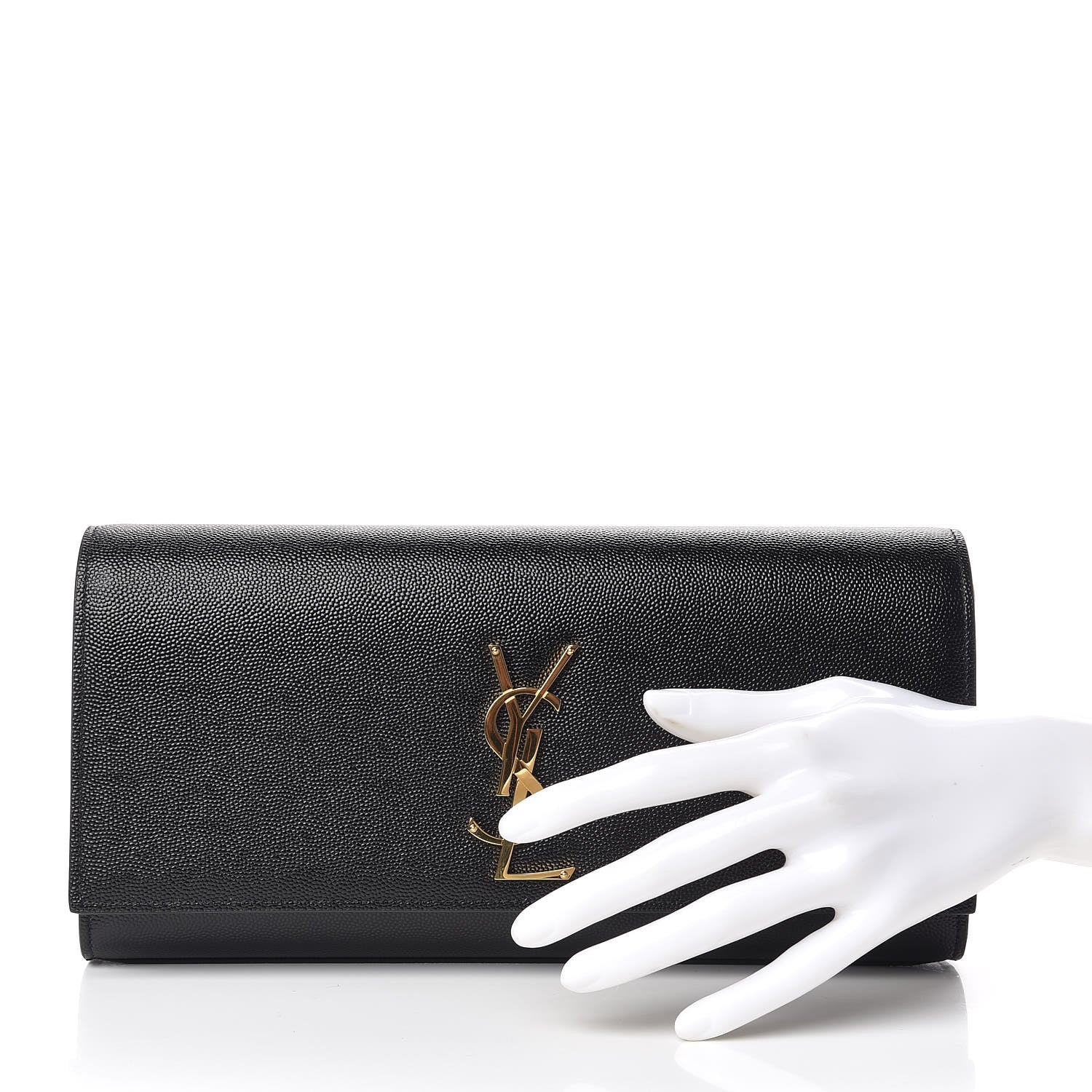 Saint Laurent Grain De Poudre Monogram Cassandre Clutch Black 2 of 8