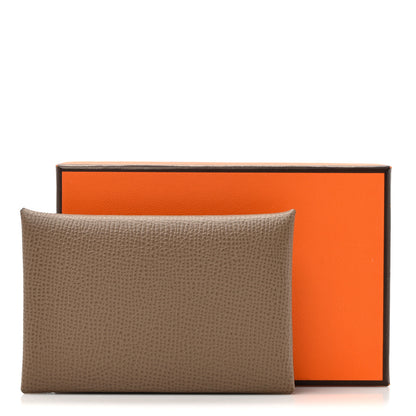 Hermes Epsom Calvi Card Case Etoupe 9 of 9