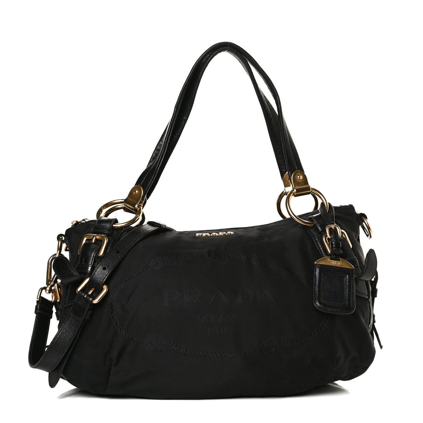 Tessuto Nylon Jacquard Logo Aviator Satchel Black