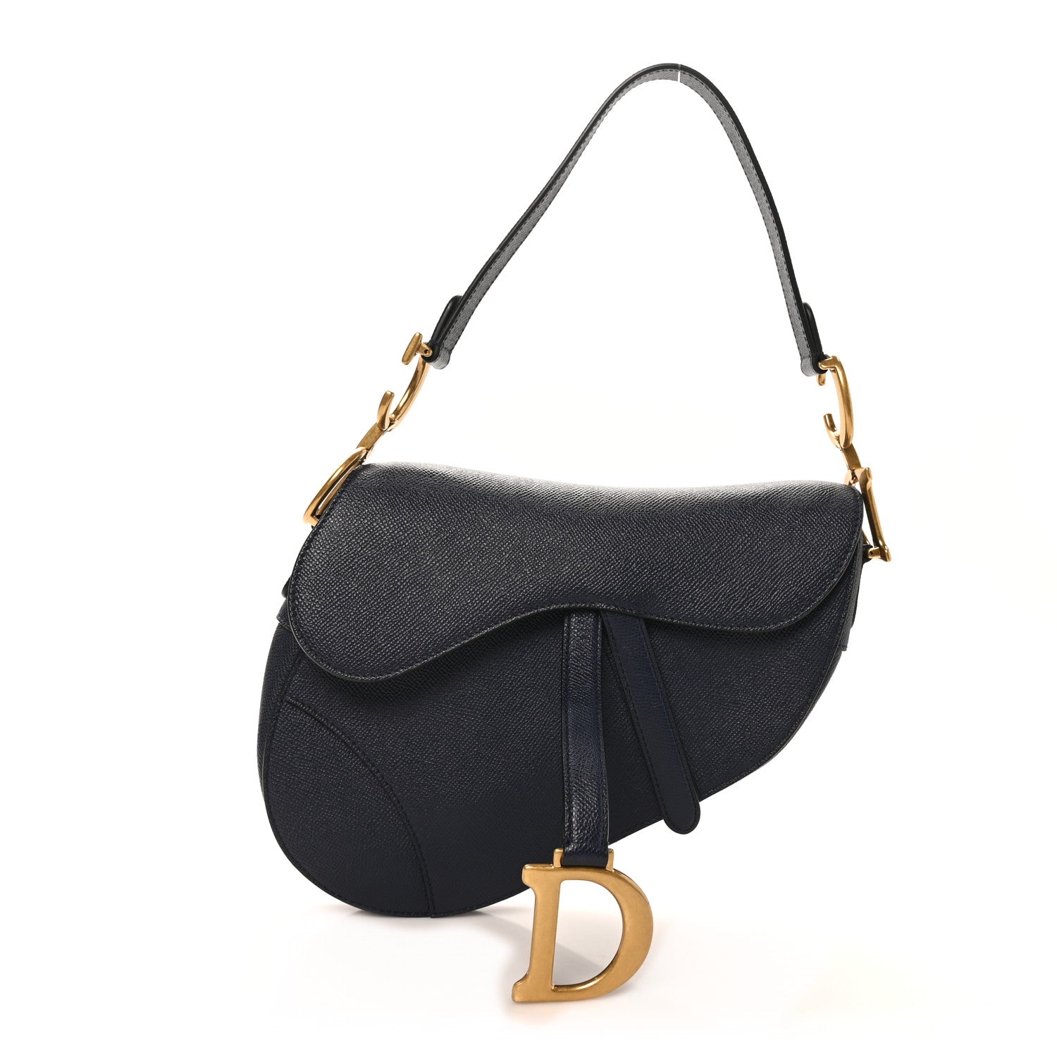 Christian Dior Grained Calfskin Saddle Bag Navy 1 of 10