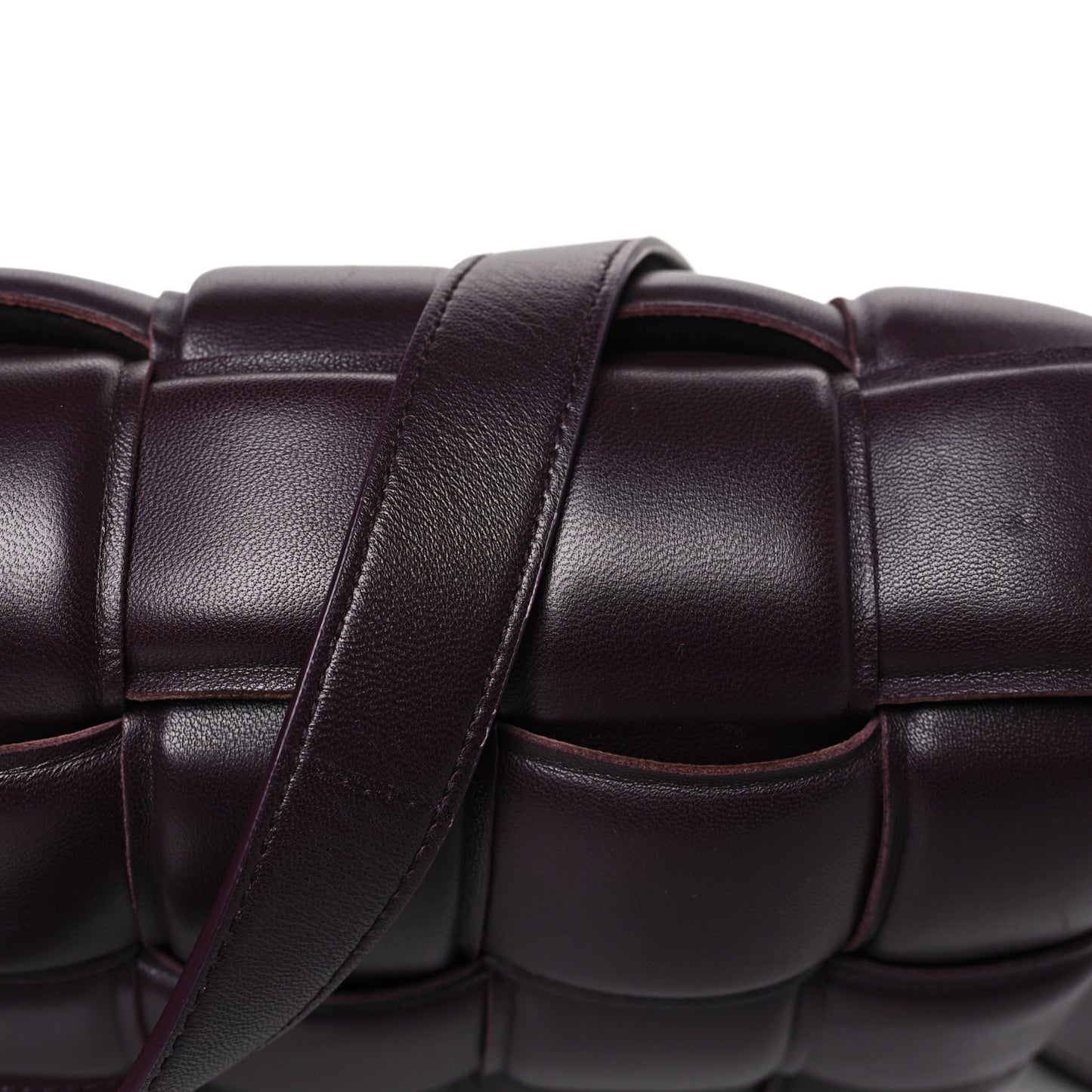 Nappa Maxi Intreccio Padded Cassette Crossbody Bag Grape