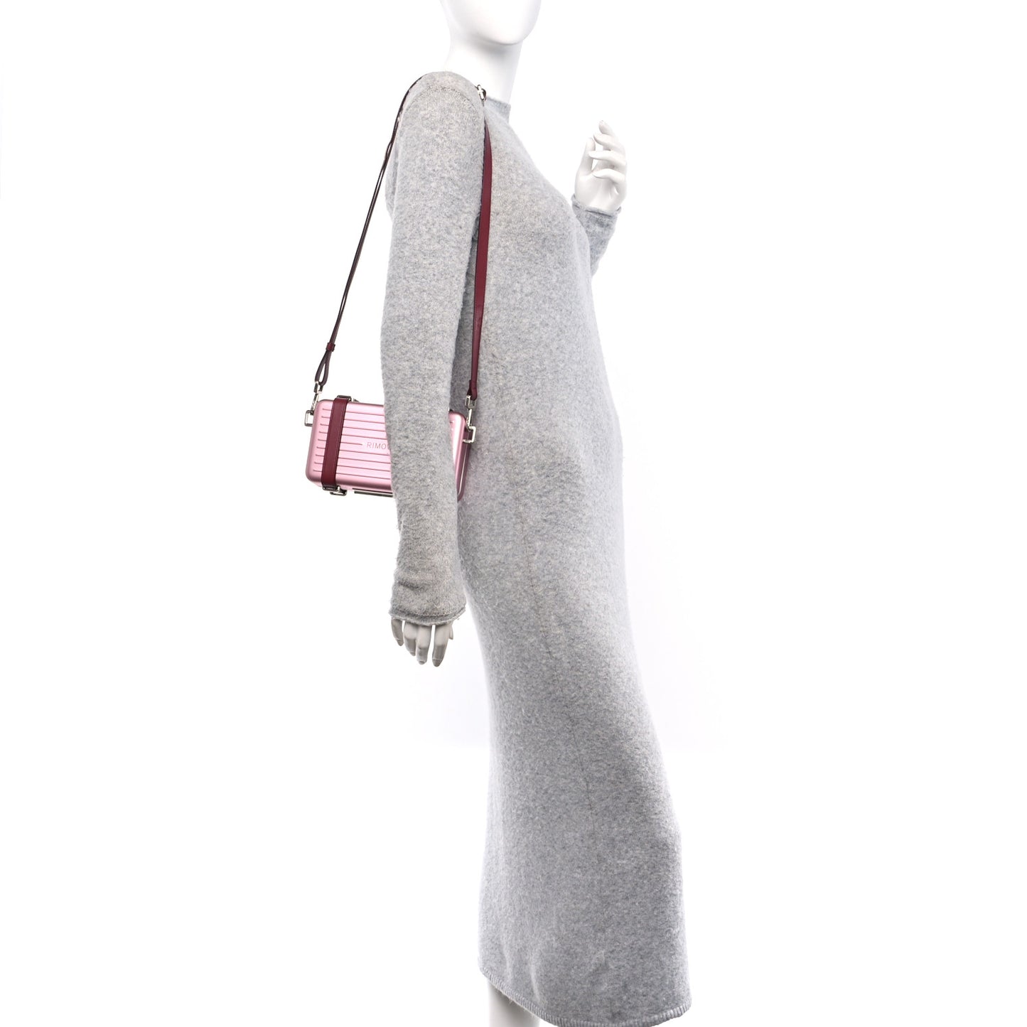 X RIMOWA Aluminum Personal Clutch On Strap Rose
