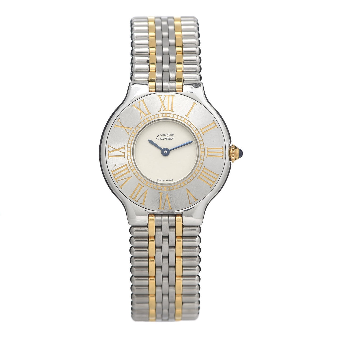 Stainless Steel 18K Yellow Gold 31mm Must De 21 Bullet Link Quartz Watch