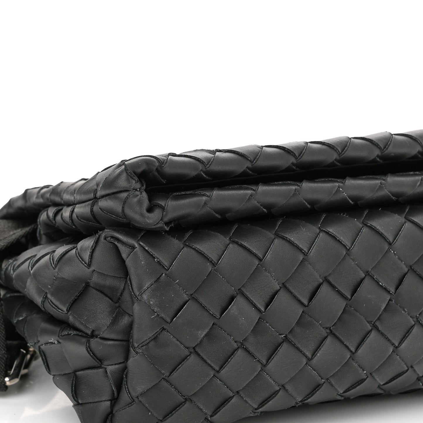 Nappa Intrecciato Small Fold Crossbody Messenger Black