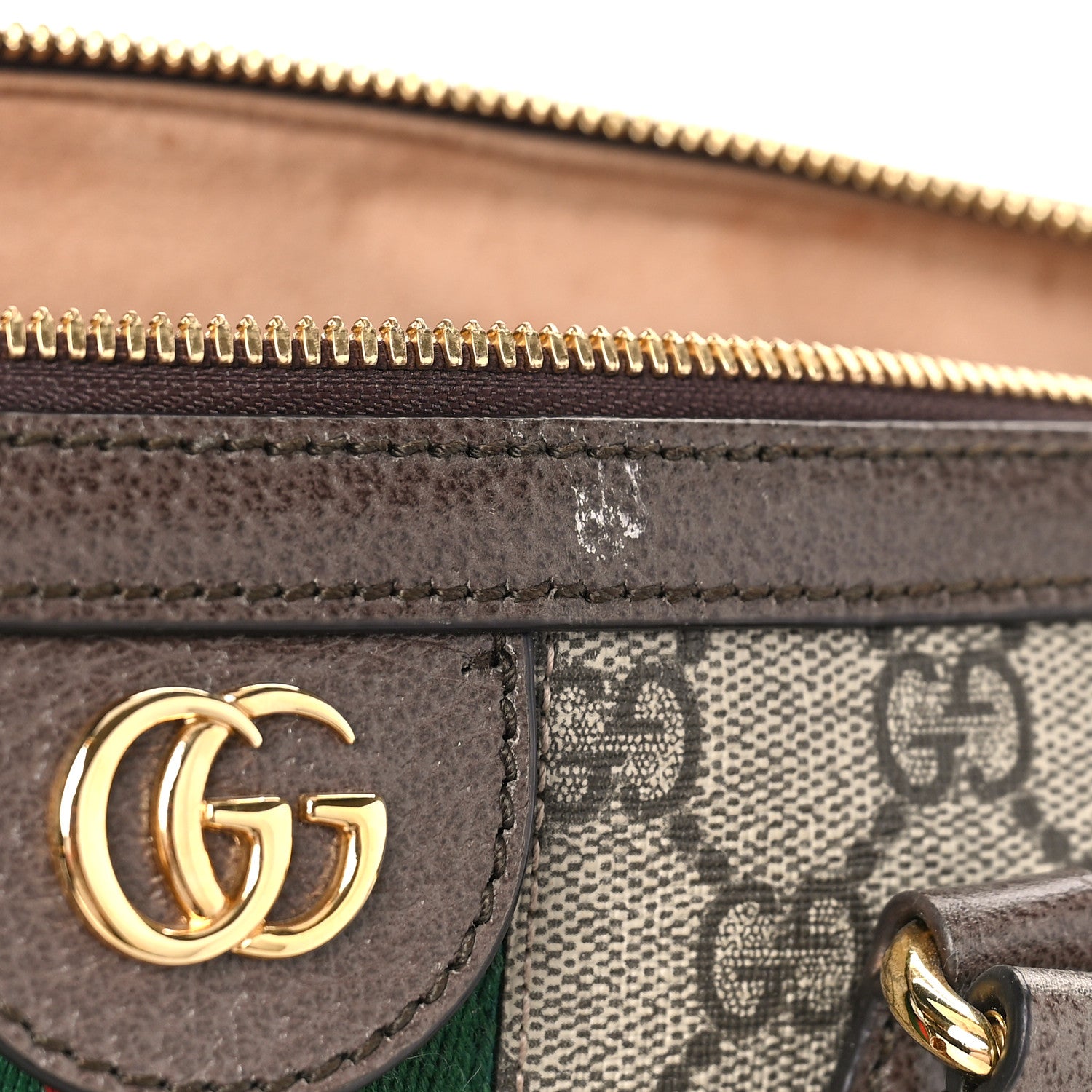 Gucci GG Supreme Monogram Textured Dollar Calfskin Web Medium Ophidia Boston Beige Ebony New Acero 10 of 12