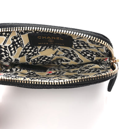 Chanel Caviar Metal Quilted Striated Zip Card Holder Wallet Black 5 of 7