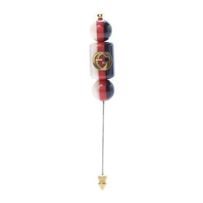 Gucci Resin Sylvie GG Brooch Gold Blue 1 of 7
