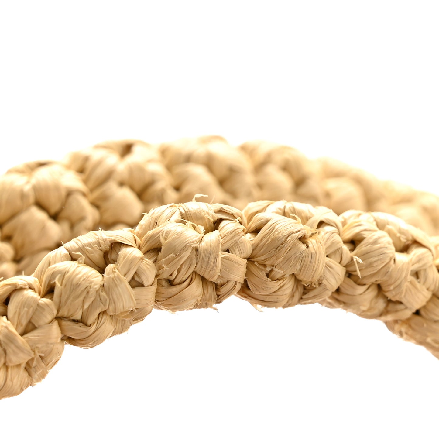 Fabric Crochet Knit Tote Beige