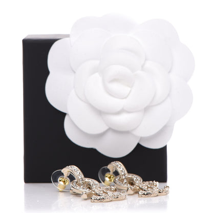 Chanel Crystal CC Drop Earrings Gold 5 of 5