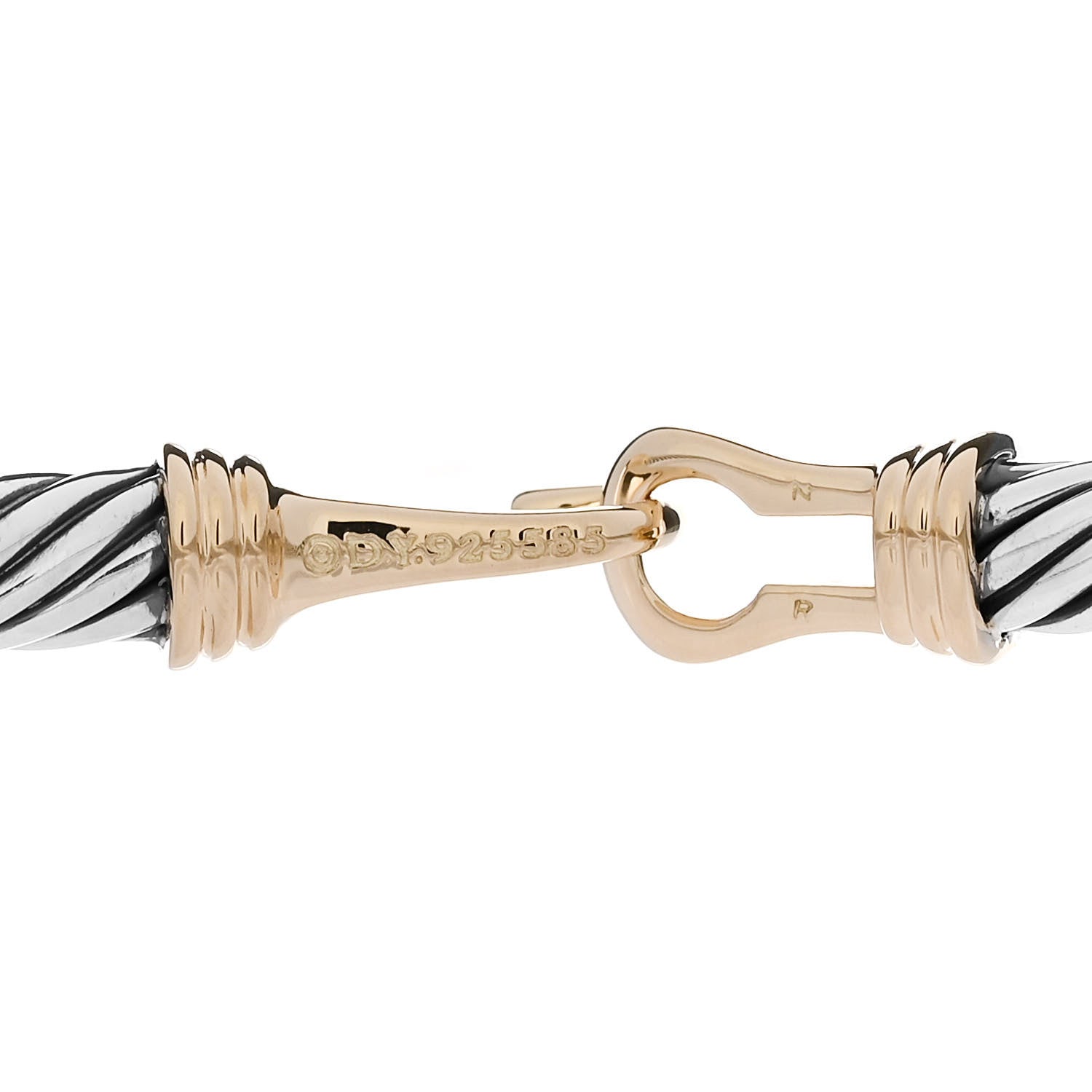 David Yurman Sterling Silver 14K Yellow Gold 5mm Cable Classic Buckle Bracelet 3 of 3