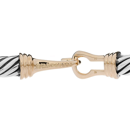 David Yurman Sterling Silver 14K Yellow Gold 5mm Cable Classic Buckle Bracelet 3 of 3