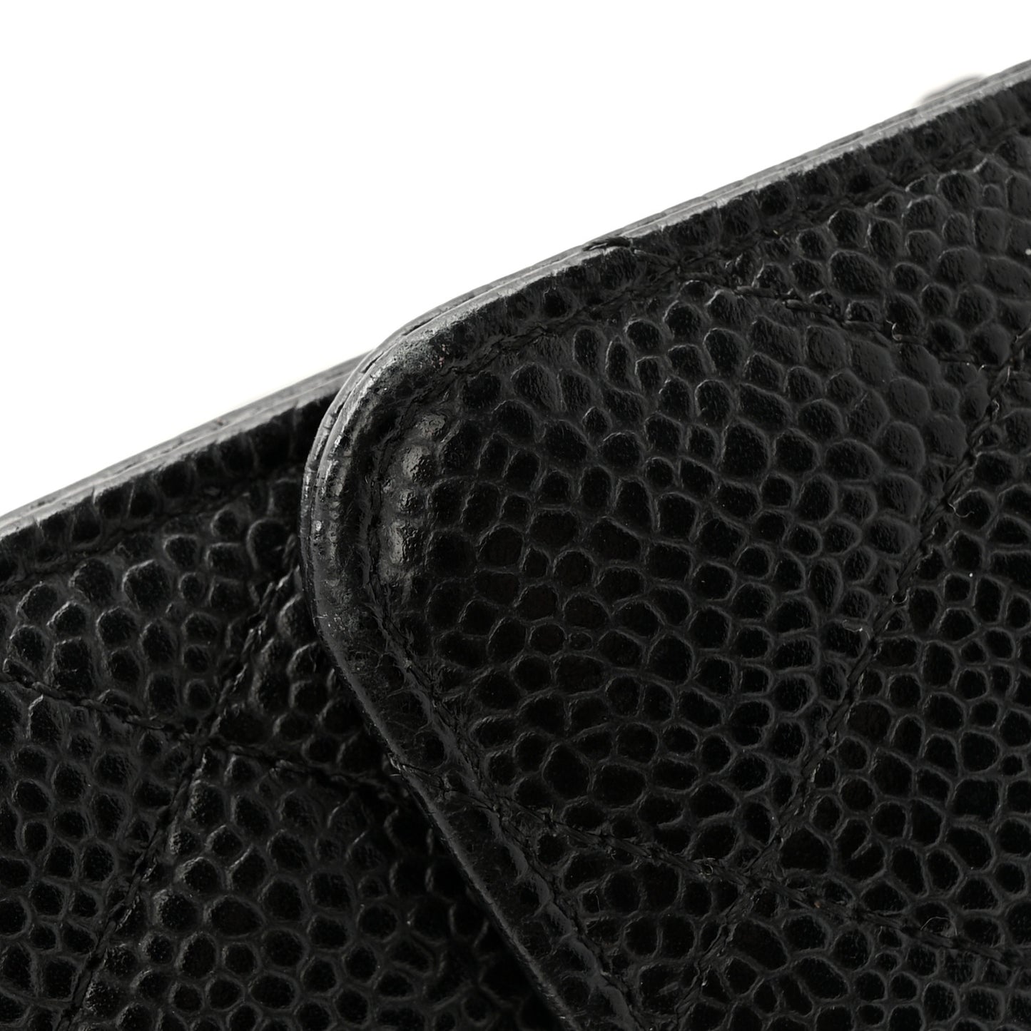 Caviar Quilted Large Gusset Flap Wallet Black