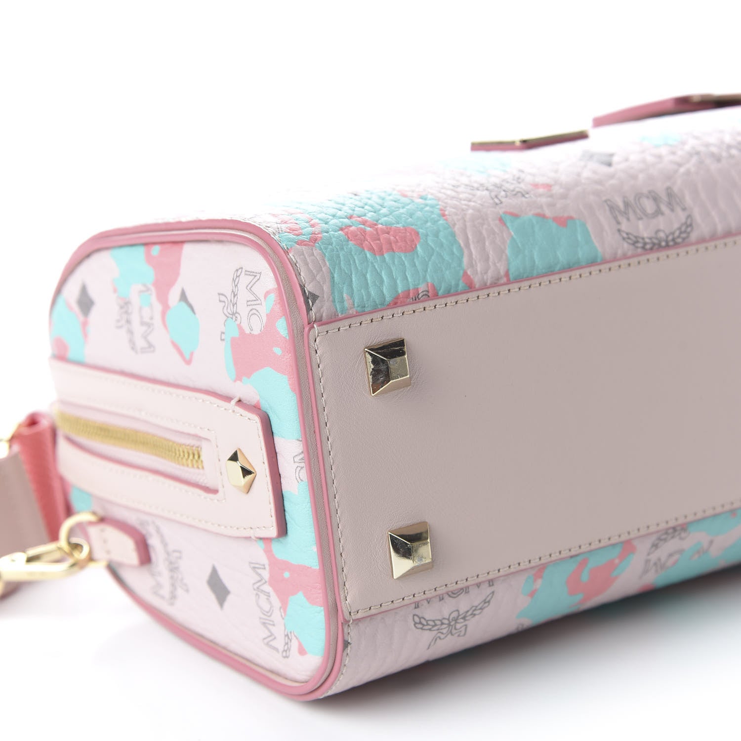 MCM Visetos Floral Leopard Essential Boston Bag Pink 5 of 9