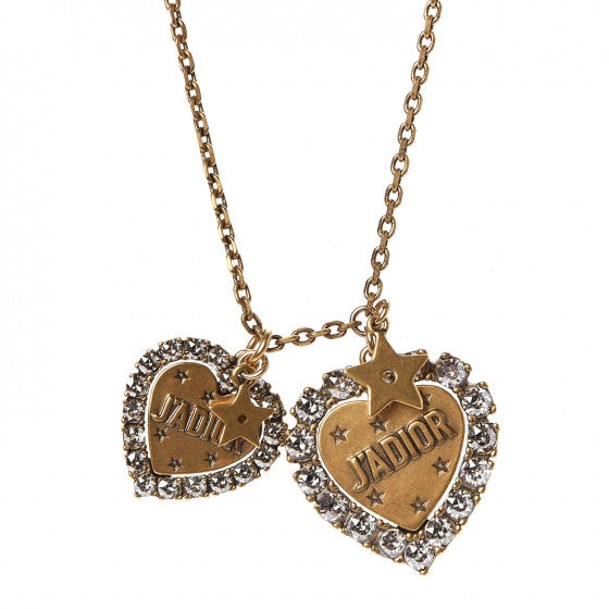 Metal Double Heart J'adior Necklace Aged Gold