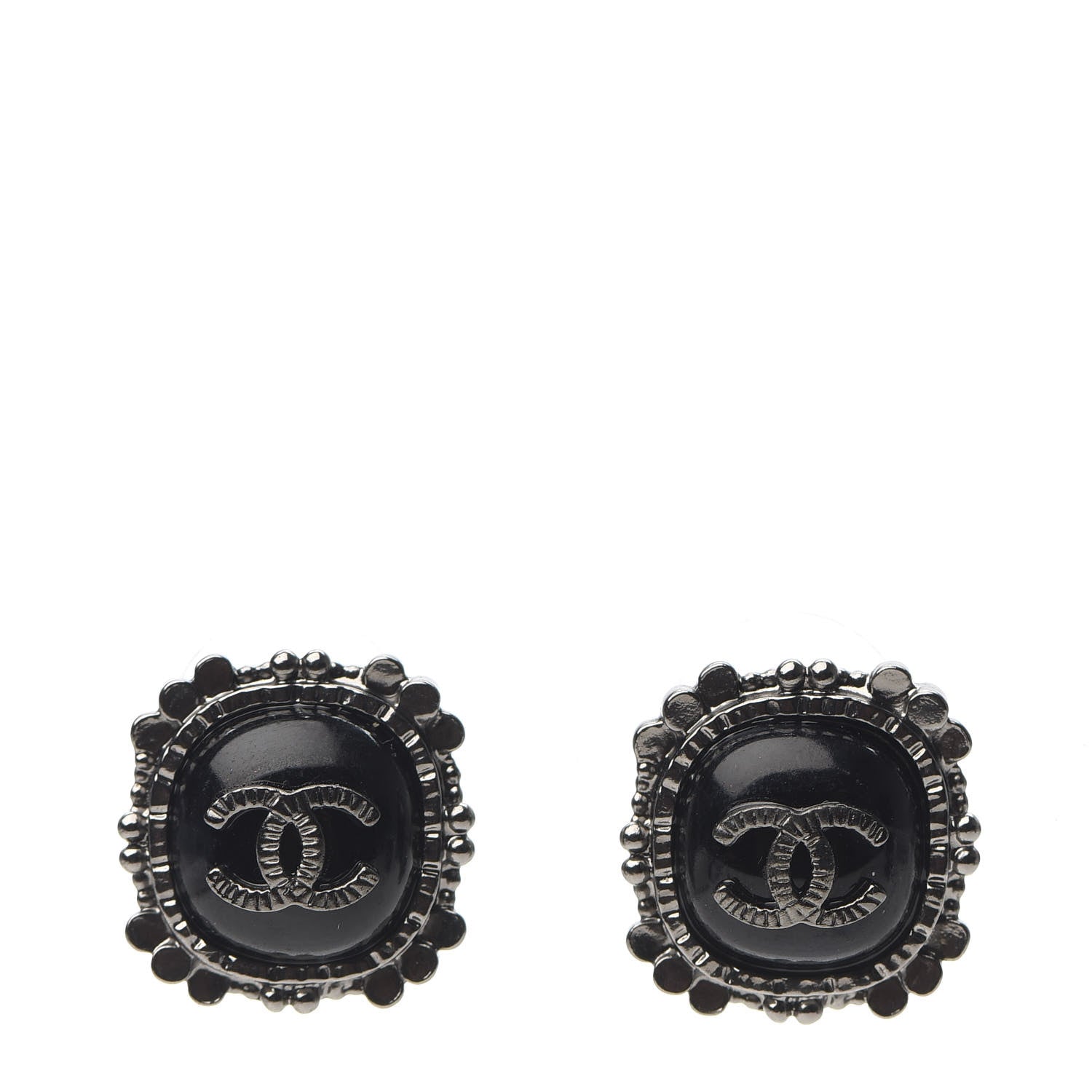 Chanel Ruthenium Enamel CC Earrings Black 1 of 5