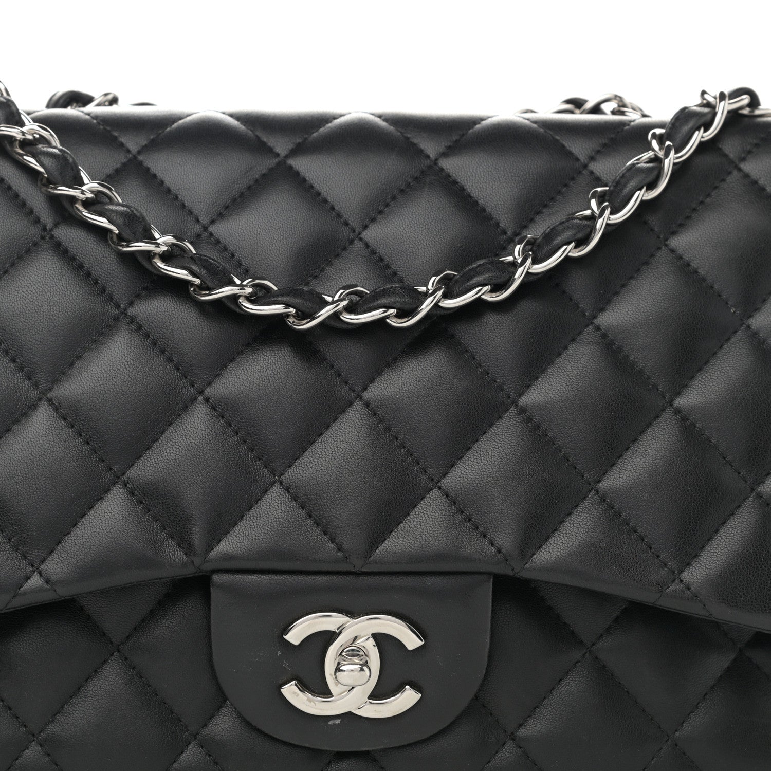 Chanel Lambskin Quilted Jumbo Single Flap Black 7 of 10