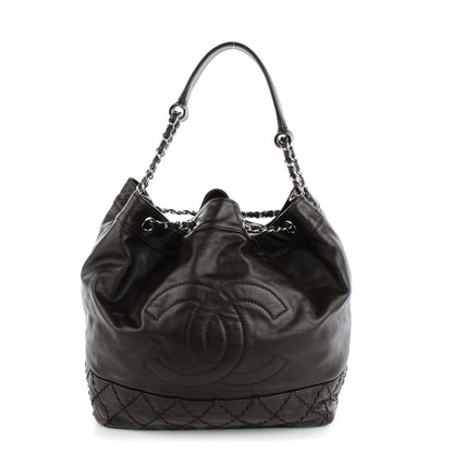 Chanel Calfskin Drawstring CC Bucket Bag Dark Brown 1 of 7