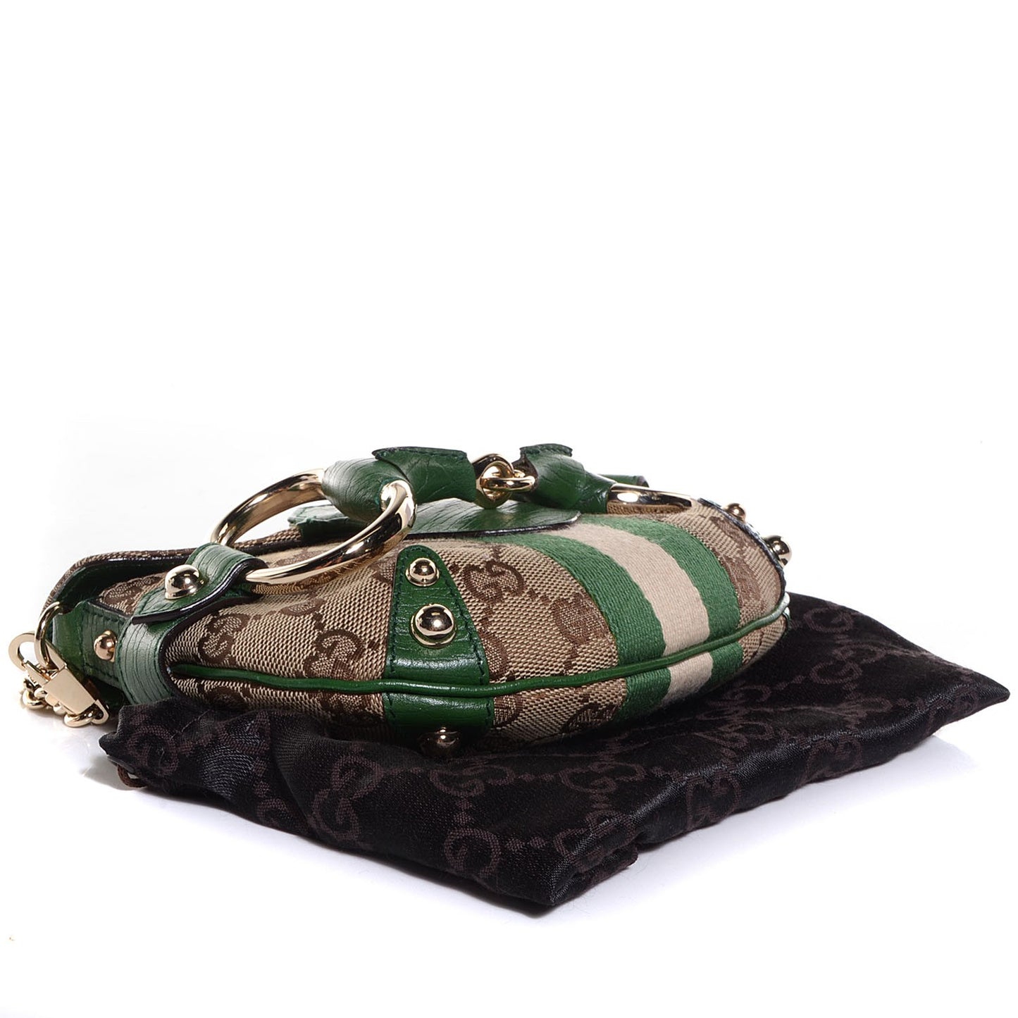 Monogram Web Horsebit Flap Bag Green